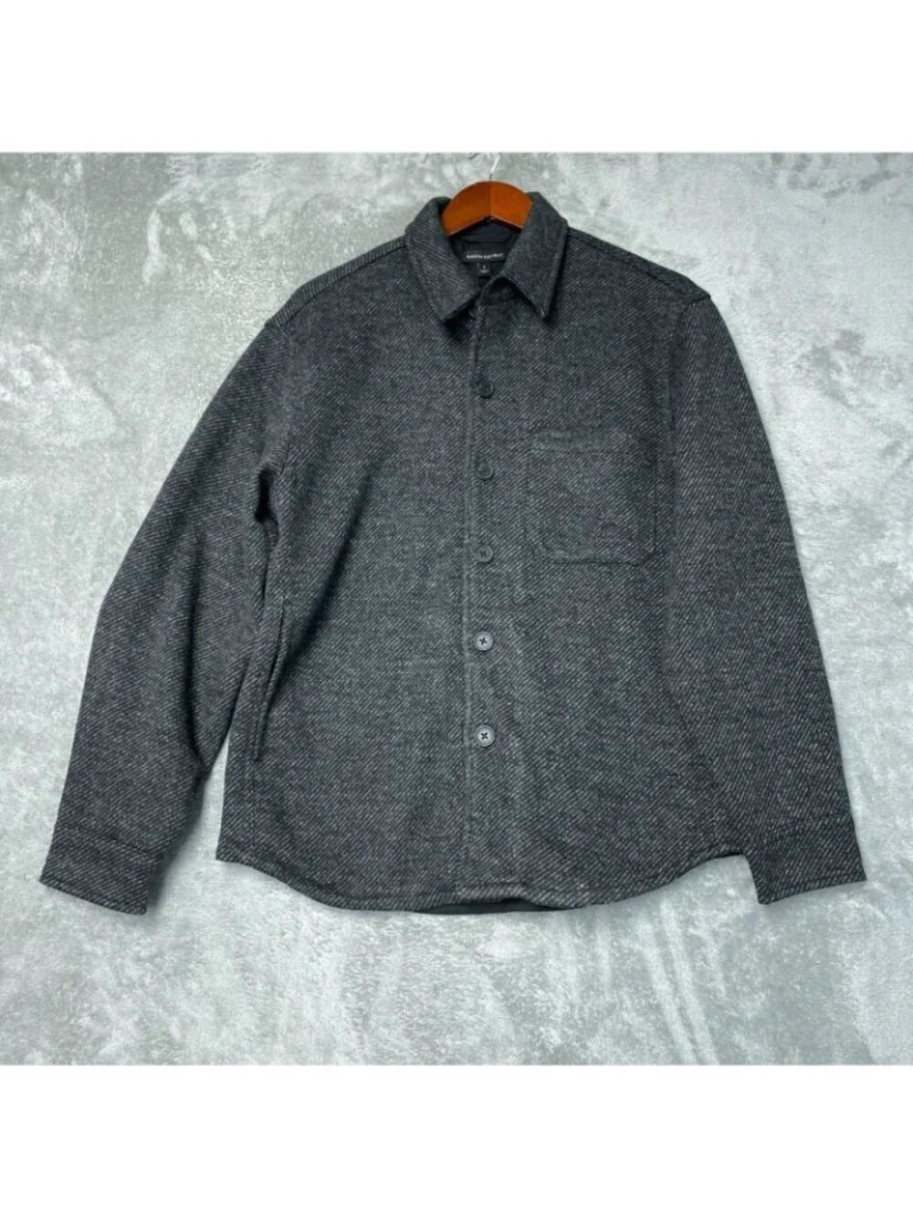 Banana Republic Men's S Black Herringbone Button-Up Shirt Jacket 100% Poly